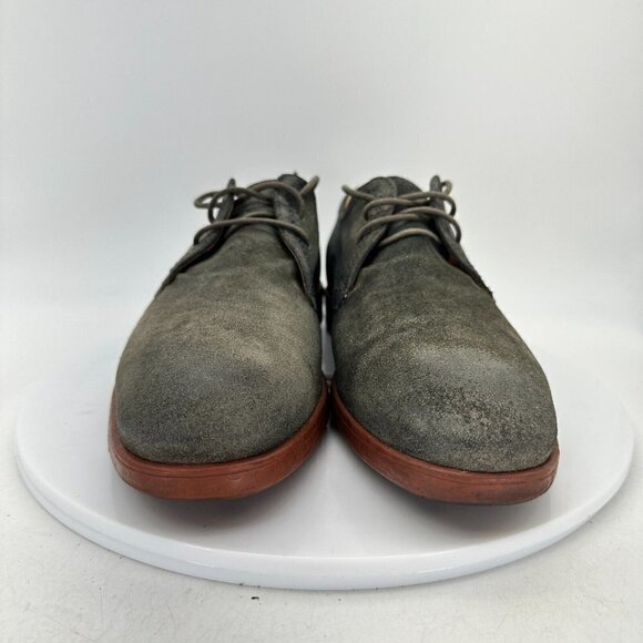 John Varvatos Men Size 7.5 Grey Suede Plain Toe Comfort Derby Dress Shoes - Picture 3 of 15